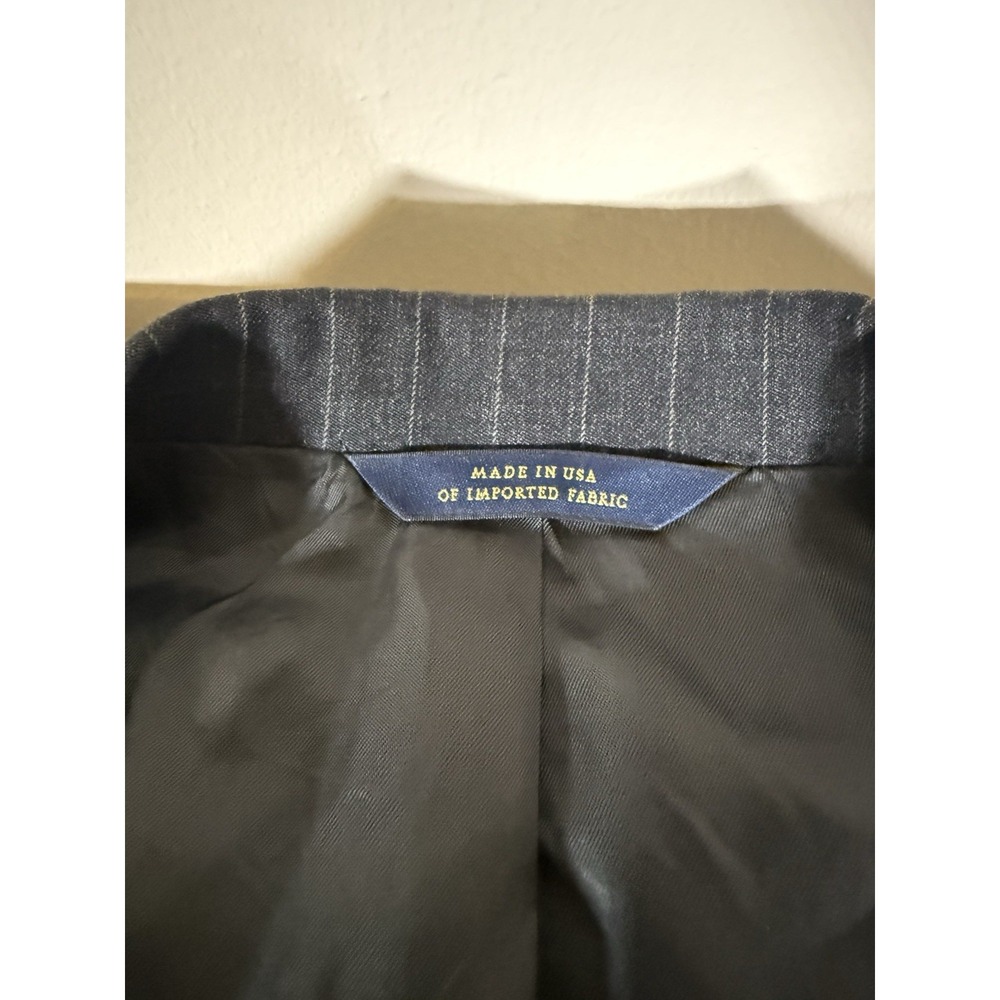 Brooks Brothers Suit Size 42L 36" Waist Black Pleated Pants Pinstripe 2 Piece - Picture 3 of 16
